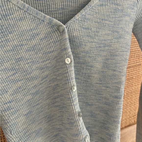 Light Blue Ribbed Cropped Cardigan - Picture 3 of 6